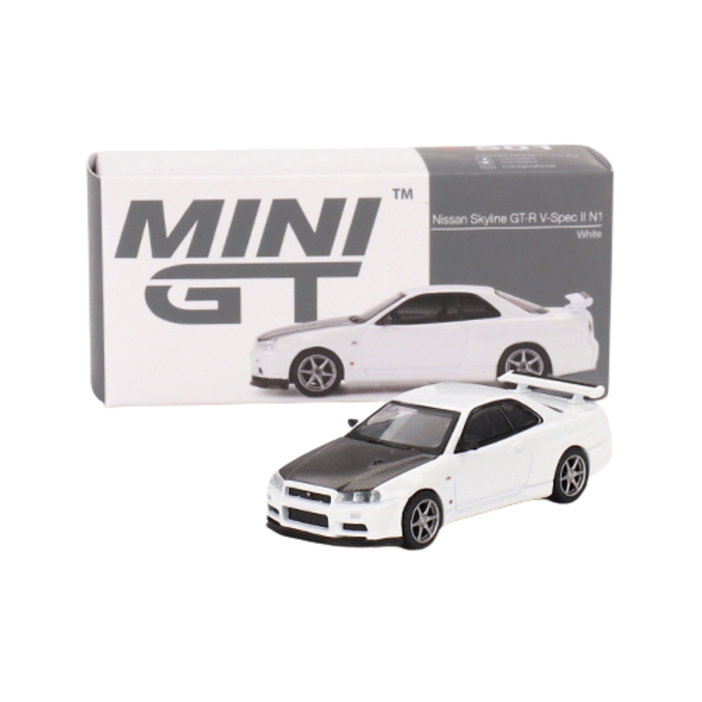 Nissan Skyline GT-R (R34) V-Spec II N1 White – Mini GT #501