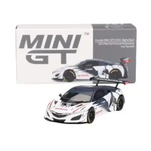 Honda NSX GT3 EVO AlphaTauri Yuki Tsunoda 2023 Red Bull Formula Nürburgring – Mini GT #761 (Opened)